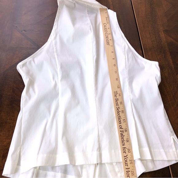 Worth Collection White Cotton Blend Sleeveless Button Bow Front Blouse Size 10 - Picture 10 of 12
